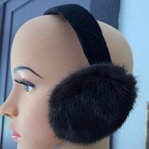 Black Mink Earmuffs - Medium - Velvet lined